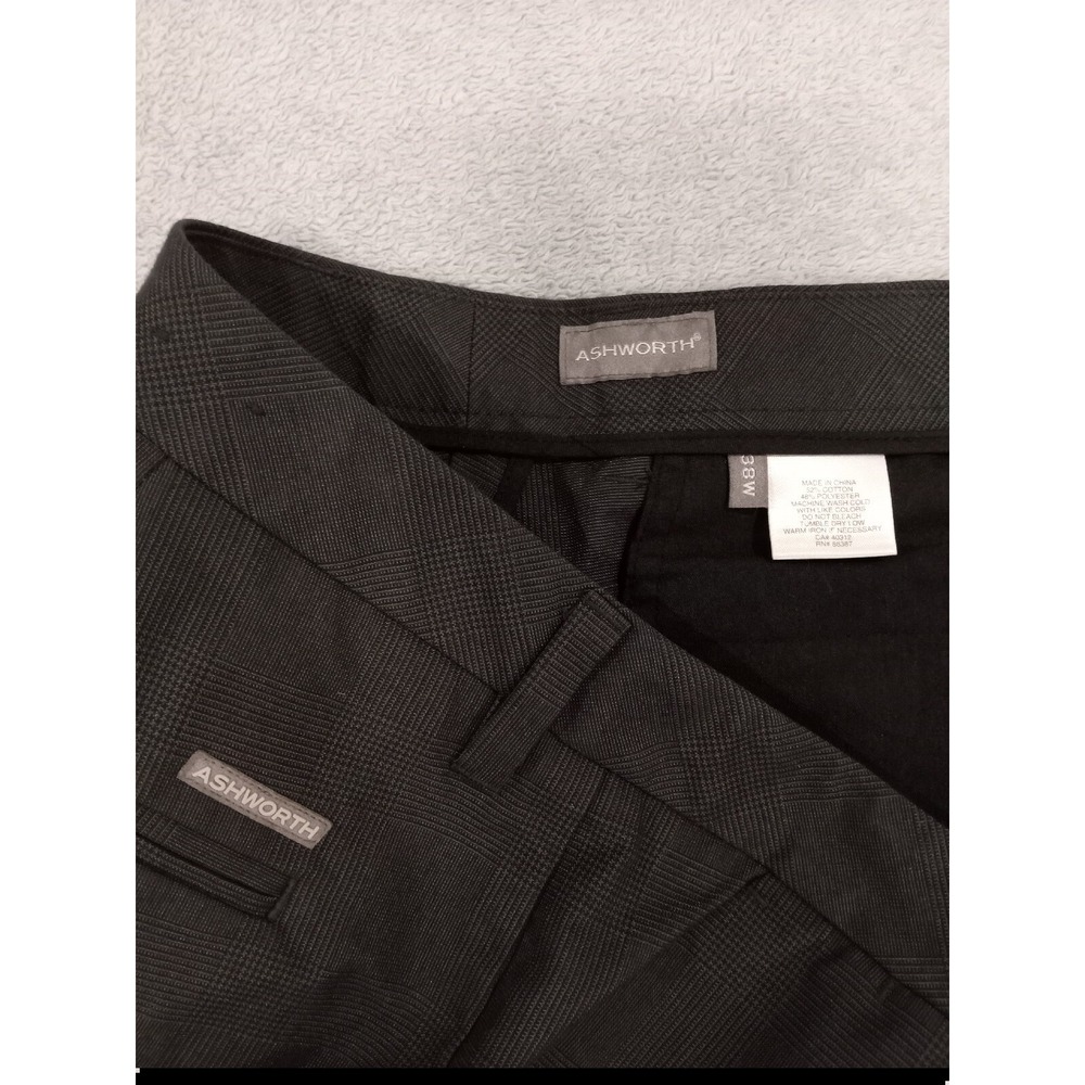 Mens Ashworth Golf Shorts‎ Plaid Black 38